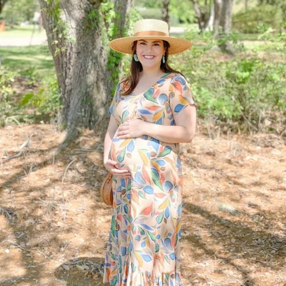Rachel Pally Dresses & Skirts - Rachel Pally Crepe Joline Orange Floral Maternity Dress Size S